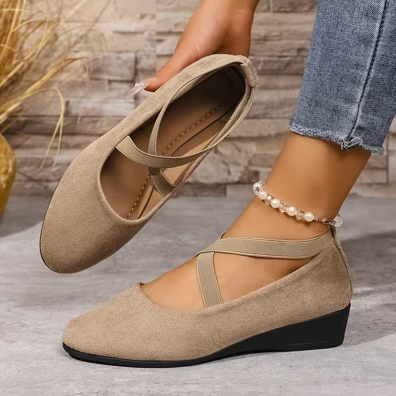 Clara Comfort Flats women's cross strap comfort shoes with supportive wedge sole