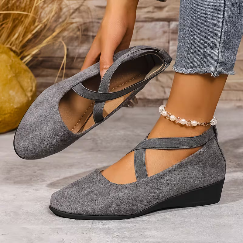 Clara Comfort Flats women's cross strap comfort shoes with supportive wedge sole